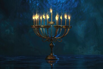 Menorah with lit candles