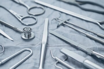A closeup of obstetrics and gynecology instruments, ideal for a healthcare banner with space for copy