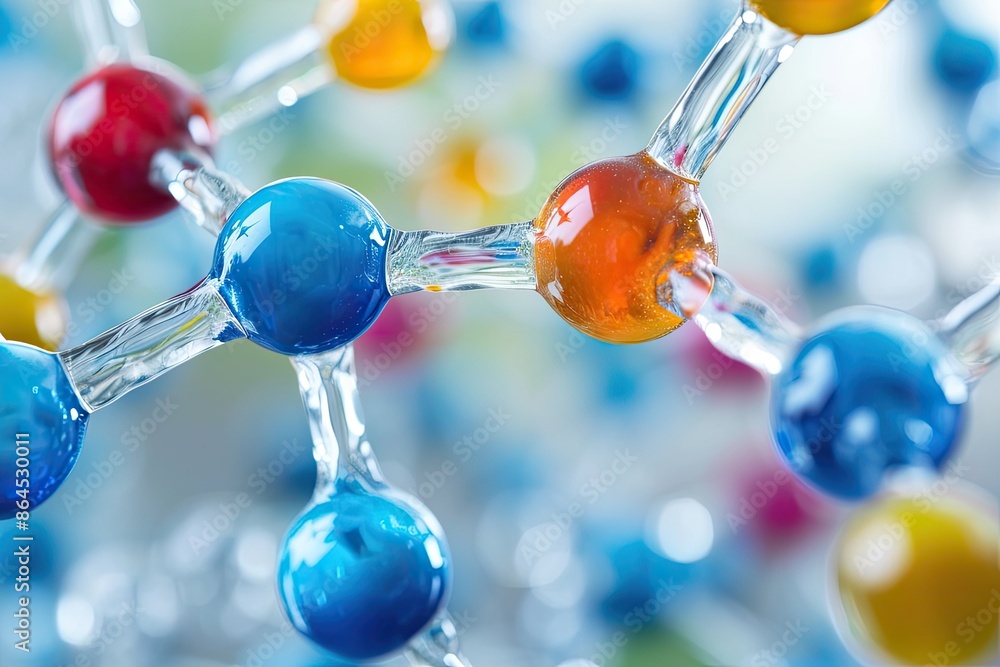 Poster a close up of a bunch of balls and a molecule, study the principles of coordination chemistry