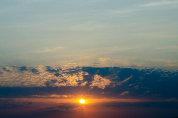 Sunrise, magnificent sunrise with its beautiful colors in winter Brazil, natural light, selective focus.
