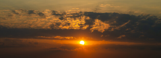 Sunrise, magnificent sunrise with its beautiful colors in winter Brazil, natural light, selective focus.