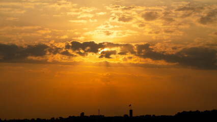 Sunrise, magnificent sunrise with its beautiful colors in winter Brazil, natural light, selective focus.