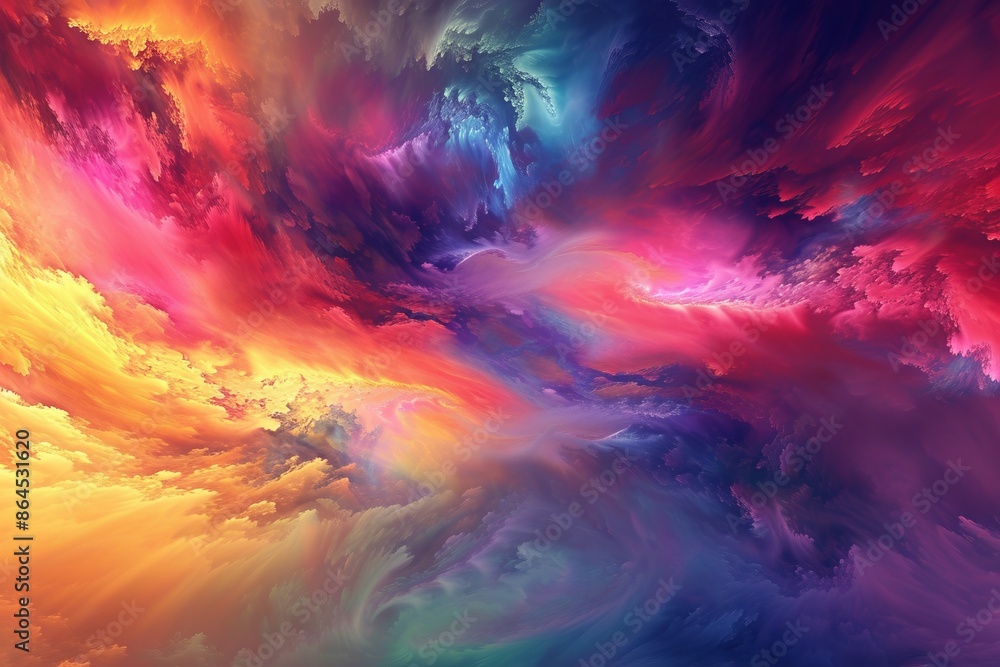 Aufkleber a colorful cloud background with a computer screen, colorful, abstract visualization of mind positiv