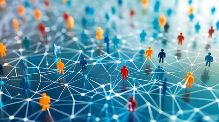 Networking representado por pequeñas figuras con forma humana
