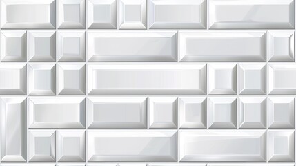 Fototapeta premium White subway tile wall with beveled edges SEAMLESS PATTERN