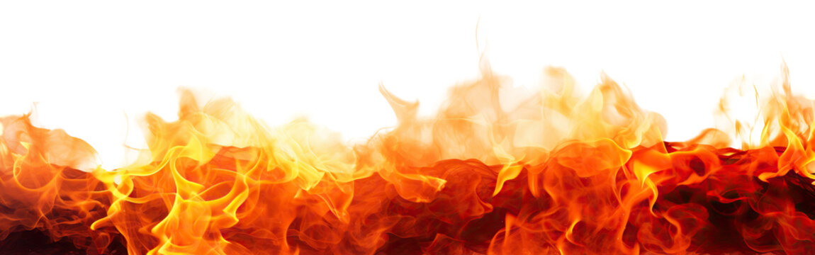 Bright and dynamic fire flames, cut out