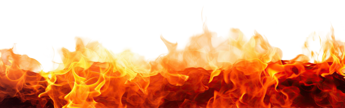 Bright and dynamic fire flames, cut out