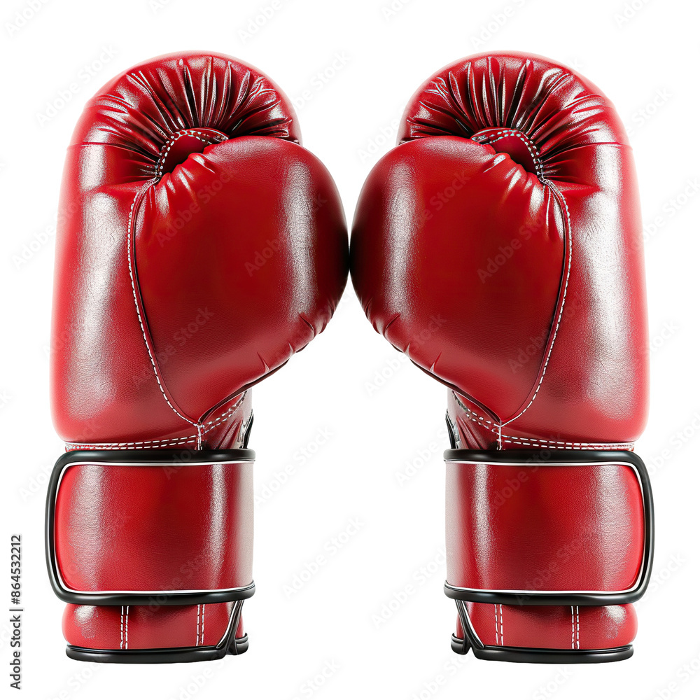 Wall mural Pair of red leather boxing gloves, cut out