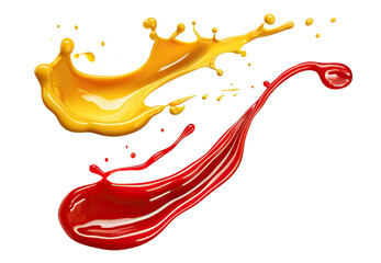 Delicious mustard and ketchup splashes, cut out
