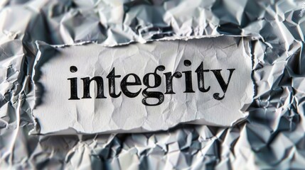 the word integrity on a white paper background