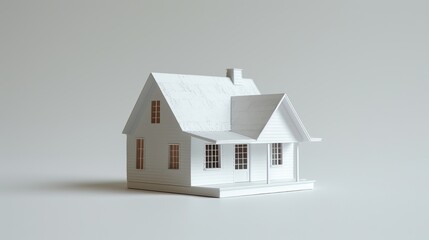 white paper model humble house private minimal in a white background