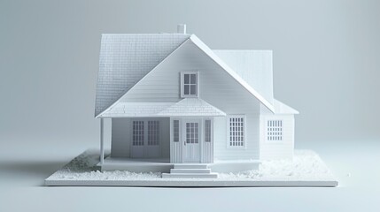 white paper model humble house private minimal in a white background