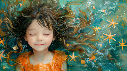 Cute Girl Floating in the Water