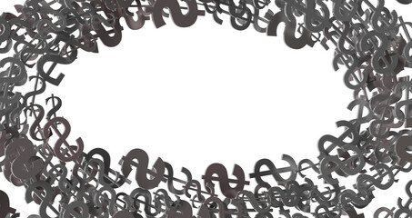 Hundred dollar bill. Falling money isolated on white