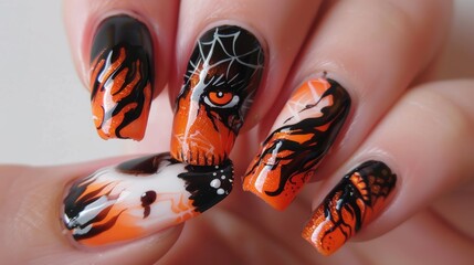 Spooky halloween themed nail art designs for a festive and creative girl s manicure