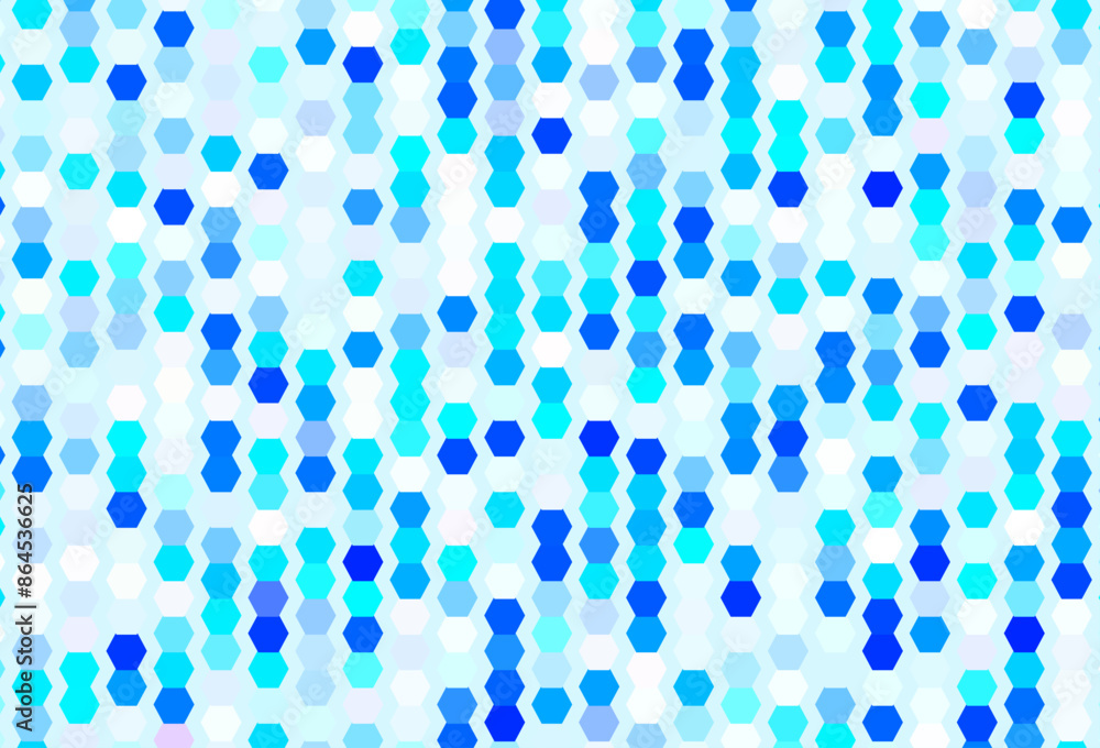 Poster light blue vector template in hexagonal style.