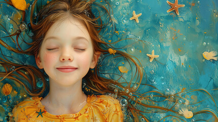 Cute Girl Floating in the Water