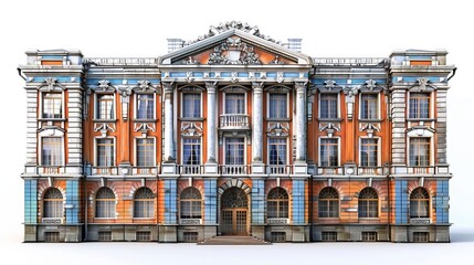 the building of the Russian school on a white background