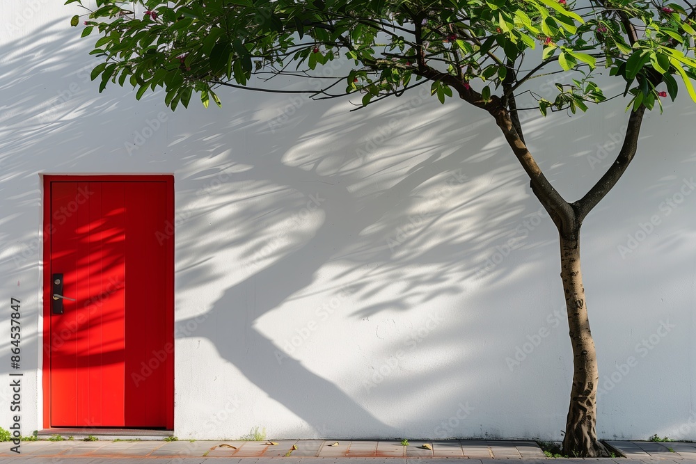Aufkleber architecture wall with door in design house. old backgrounds building in modern textured pattern whi