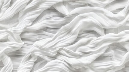 Naklejka premium A close-up image of a white fabric draped and folded to create interesting textures and patterns SEAMLESS PATTERN