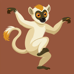 Fascinating World of Wildlife: Vector Illustration of Sifaka the Dancing Lemur
