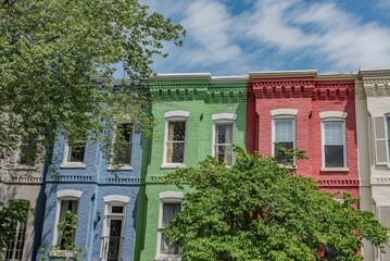 Colorful Row Homes in the Capitol Hill Neighborhood, Washington DC USA