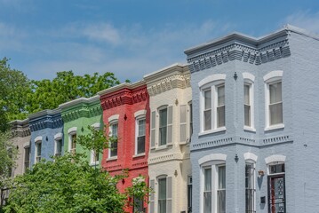 Colorful Row Homes on a Summer Day, Washington DC USA