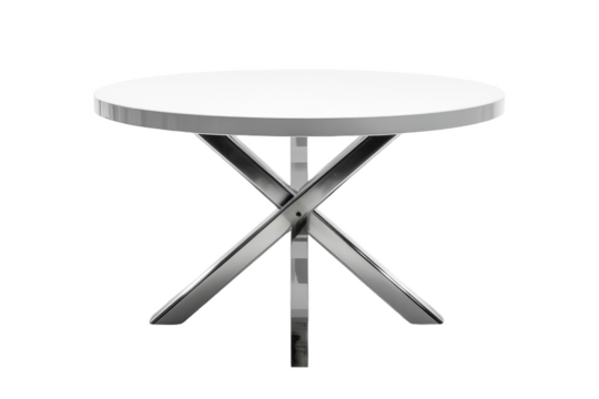 White Round Dining Table With Metal Base