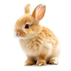 Obraz premium A sweet little bunny with soft fur and long ears, sitting and looking around, isolated on white background