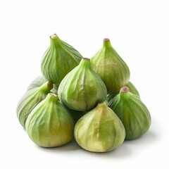 Obraz premium A bunch of fresh, green figs with a smooth skin, isolated on white background