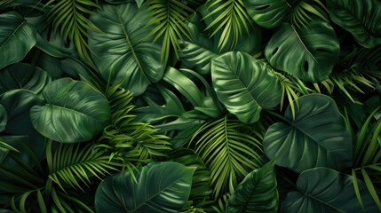 abstract green leaf texture, nature background, tropical leaf