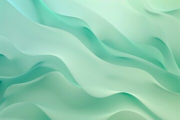 Fototapeta premium Abstract background with minimalistic design of soft waves in light green and mint colors