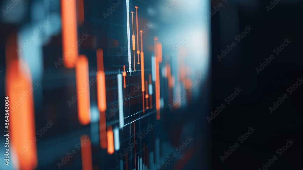 Poster abstract close-up of financial data on a computer screen showing fluctuating graphs and trading info