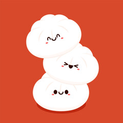 Chinese dumplings character design. Chinese dumplings is Chinese food. Bao cartoon.