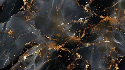 High Gloss Marble with Black Marble Texture and Golden Veins for Abstract Interior Decor and Ceramic Surfaces.