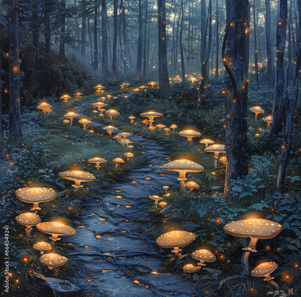Poster a stream of light is reflected in the water, creating a serene and peaceful atmosphere. concept of c