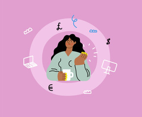 Creative Workspace: Video Conference, modern flat vector concept illustration of person engaging in virtual business meeting Connectivity, collaboration, digital interaction, remote work, productivity