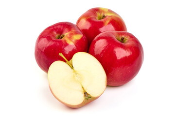 Red prince apples, isolated on white background.
