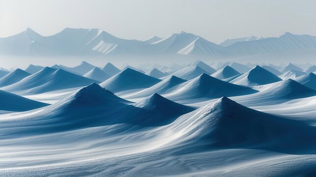 Glacial drumlin swarms with parallel hills stretching into the distance