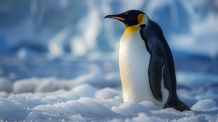 Fototapeta premium Penguins on an ice floe, Antarctic Peninsula, on an iceberg near South Shetland Islands