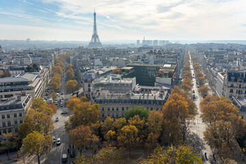 Paris city view from the top of the triumphal arch