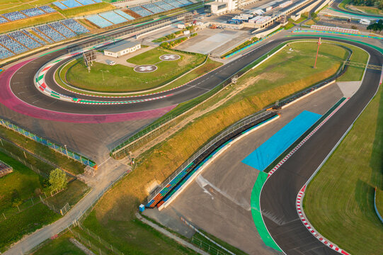 Bird's eye view of the famous Hungarian Formula 1 race track at Mogyorod, Hungary