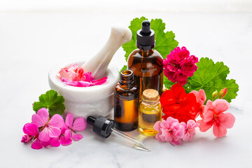 Geranium flower and geranium essential oil