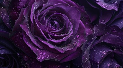 Luxury dark purple rose greeting card background.