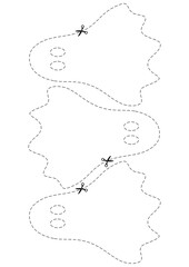 Halloween Kids Template for Cutting out Ghost on A4 Sheet | Medium