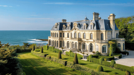 Fototapeta premium French Manor by the Sea - 8K Wallpaper 