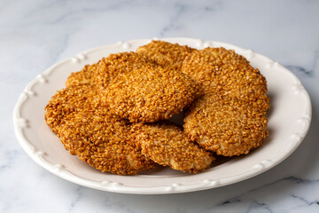 Ramadan sweets background. Cookies of El Fitr Islamic Feast. Egyptian cookies 