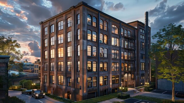 historic renovation project where a 19th-century brick factory is converted into loft apartments, preserving the industrial charm while updating for modern comfort