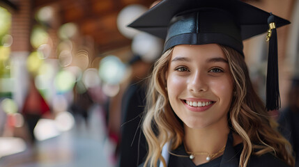 Happy female graduate student with diploma looking at camera