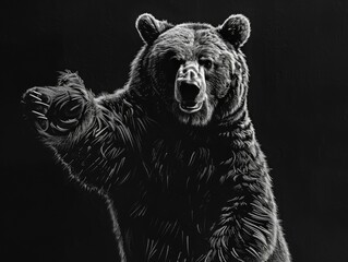 Black and White Bear Drawing
